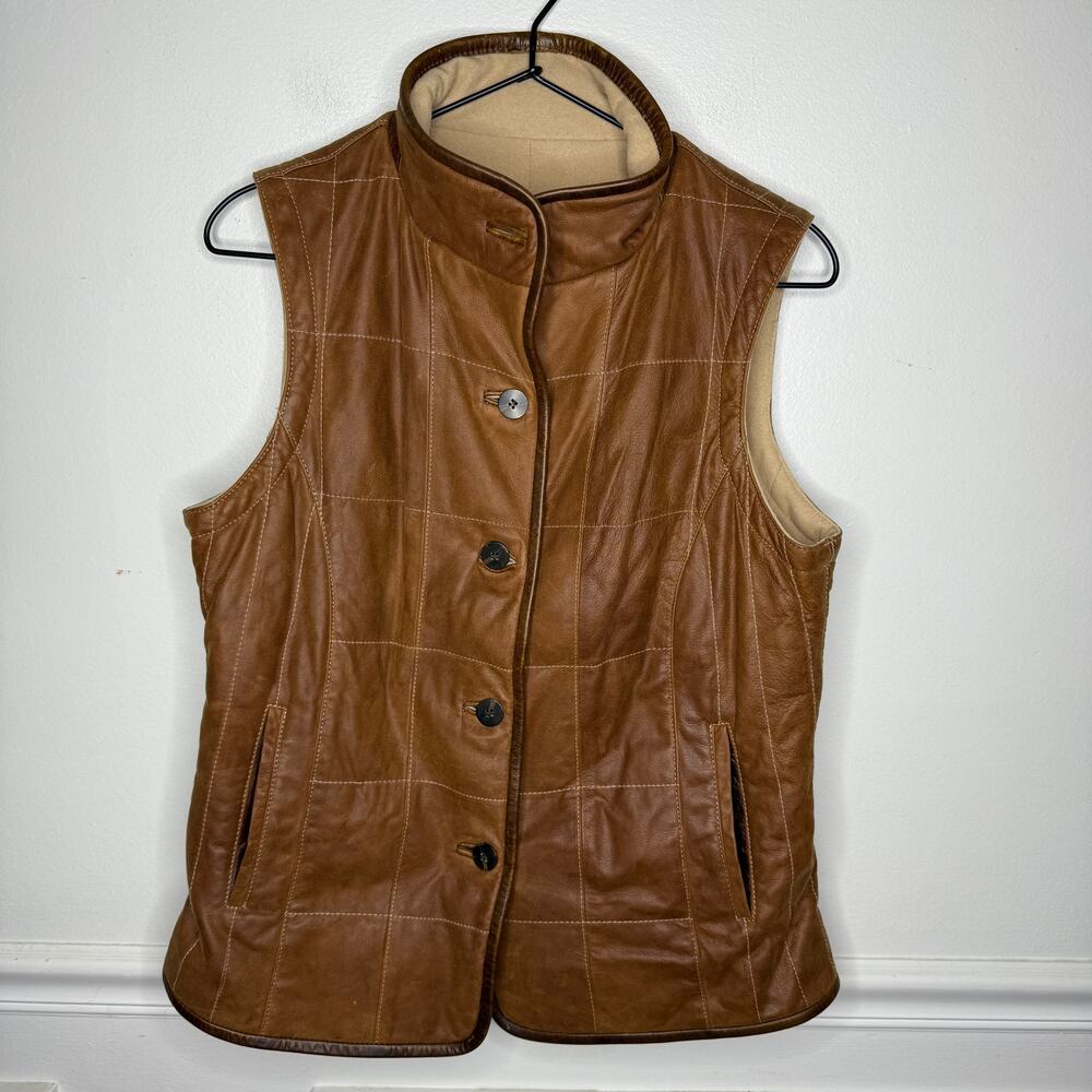 Lone Pine American Made Leather Cashmere Wool Womens Vest Medium